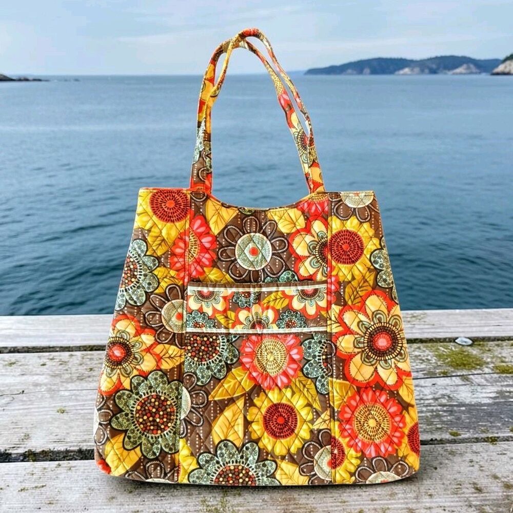 Vera Bradley Flower Shower Large Tote Bag Purse Retired Boho Hippie